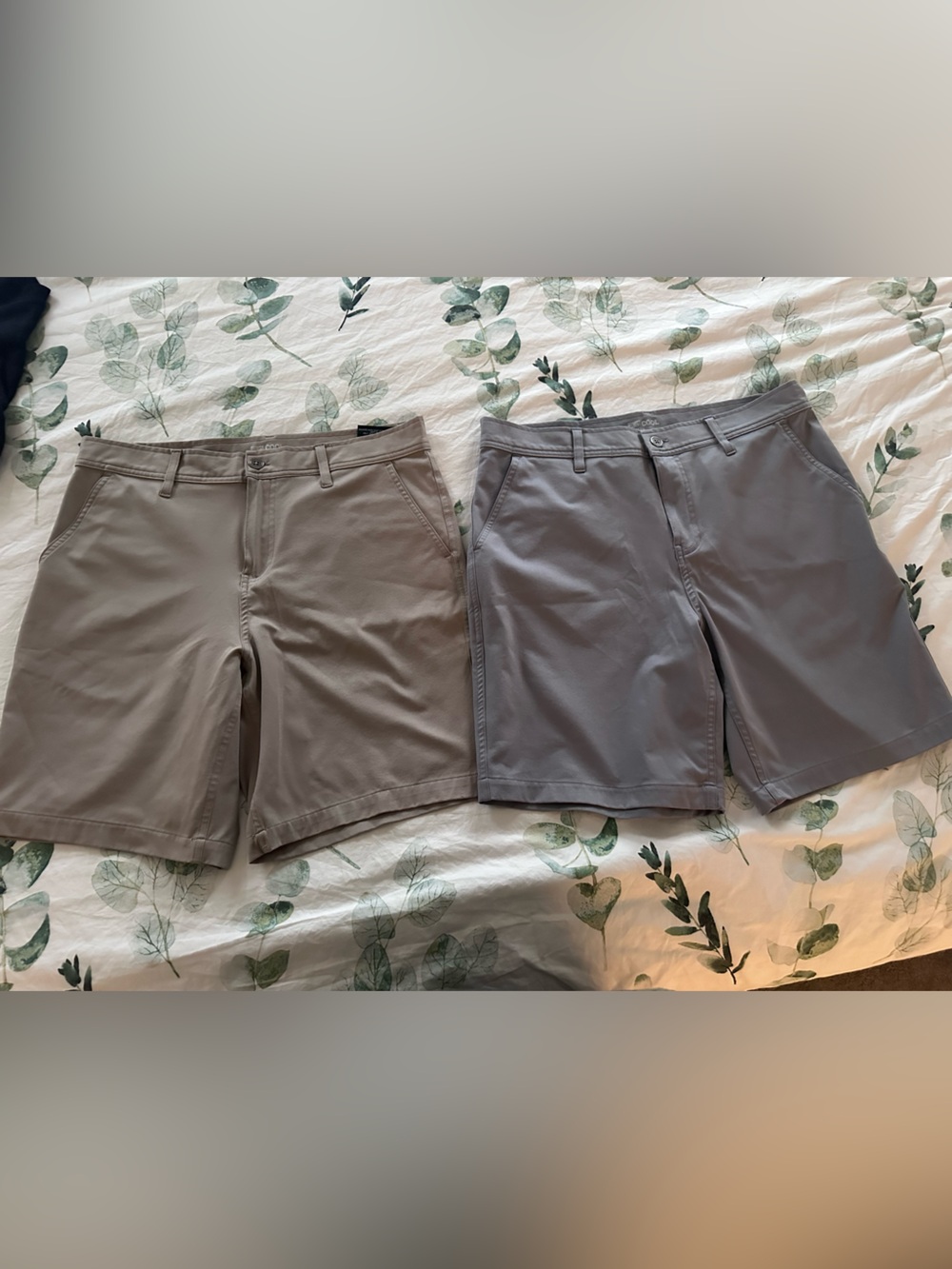 Lot of 2 Flat Front Stretch Shorts - Gray and Taupe